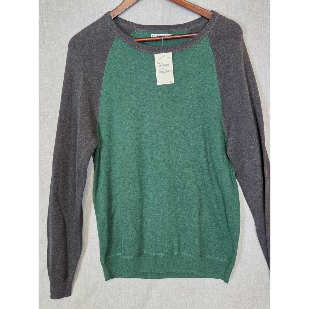 RAIL by Nordstrom Mens M Colorblock Ragland Sweater Crew Neck Pullover Green NEW